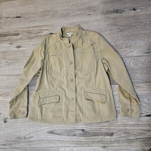 L L Bean Blazer Womens Size XL Full Button Long Sleeve Cotton Jacket 282451